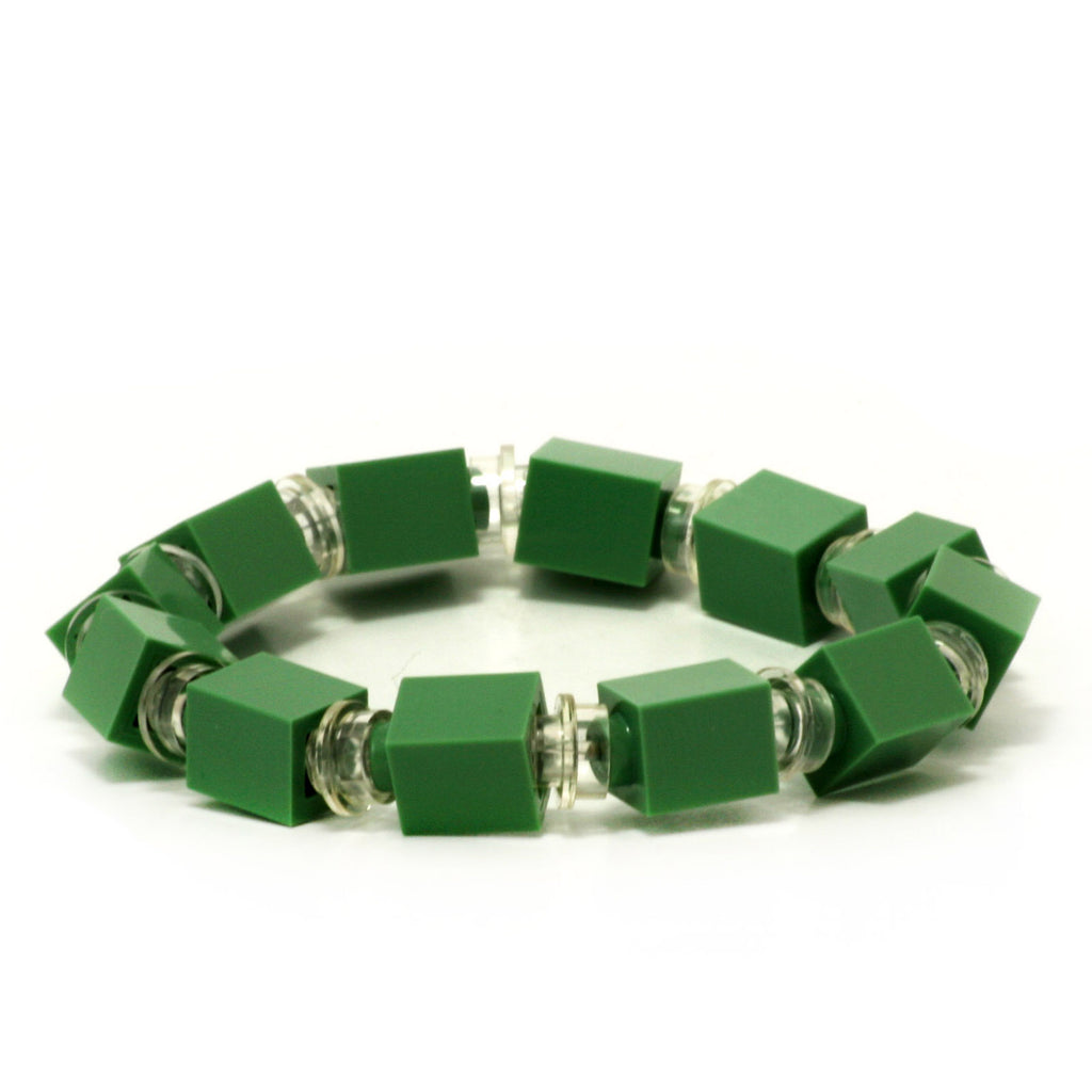 sand green & transparent beaded bracelet