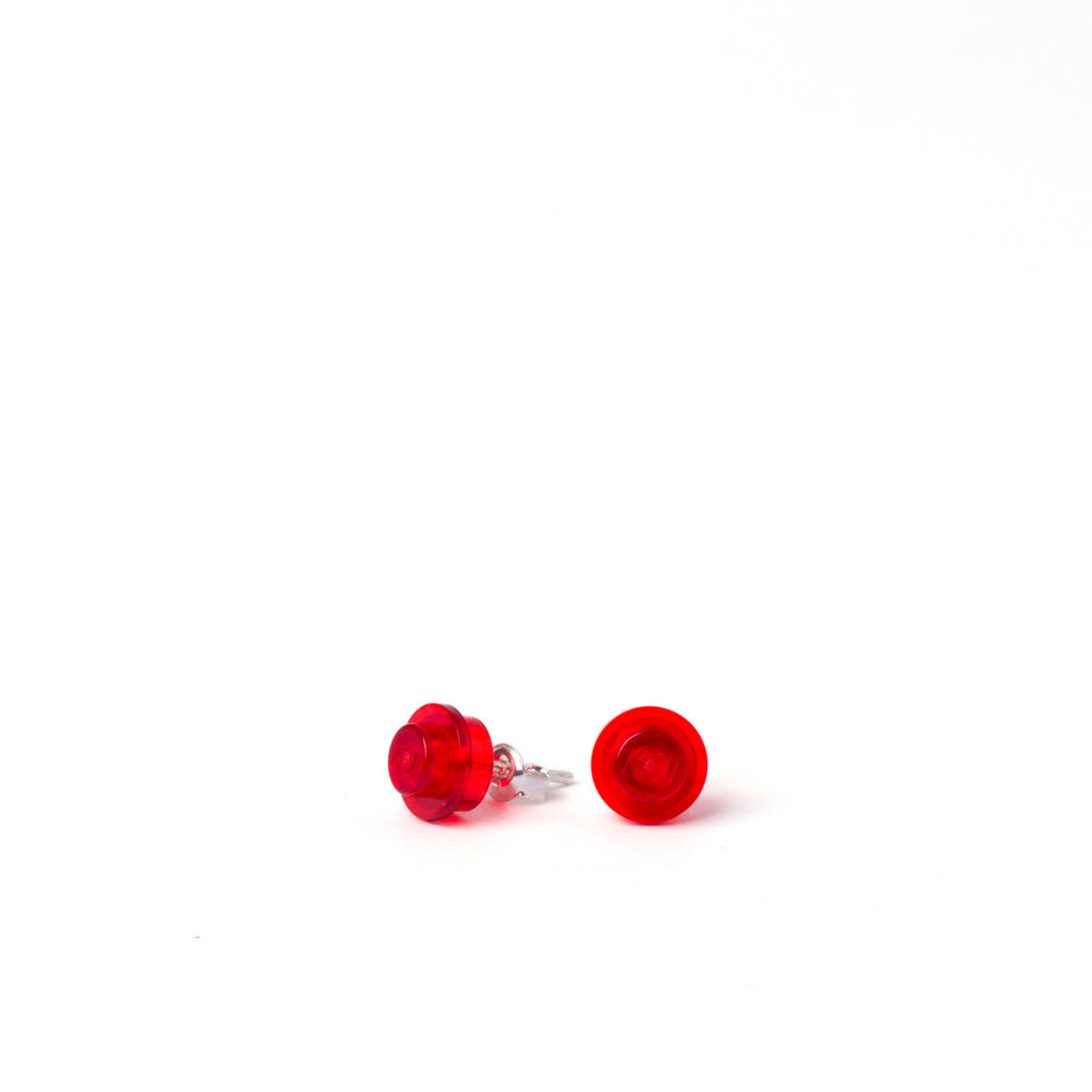 transparent red small round studs