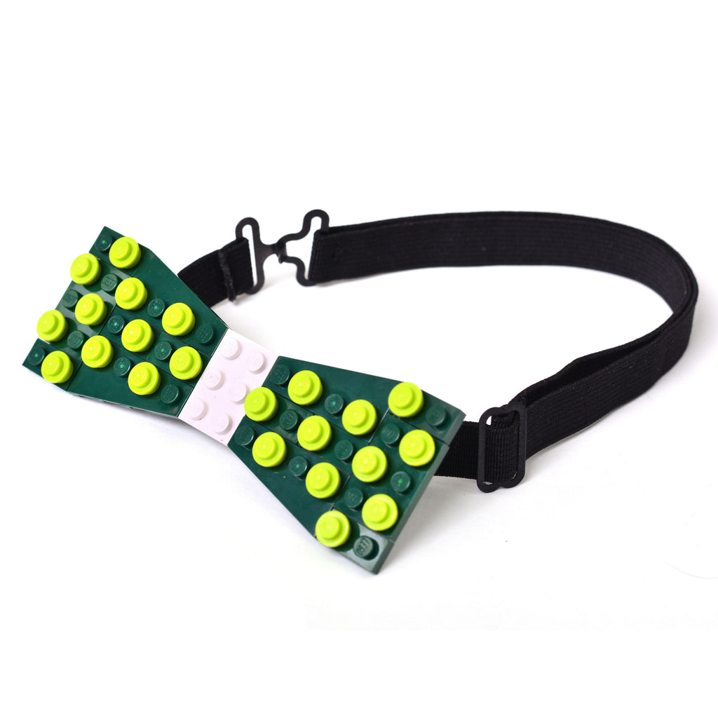 Dark green with white center and lime dots
