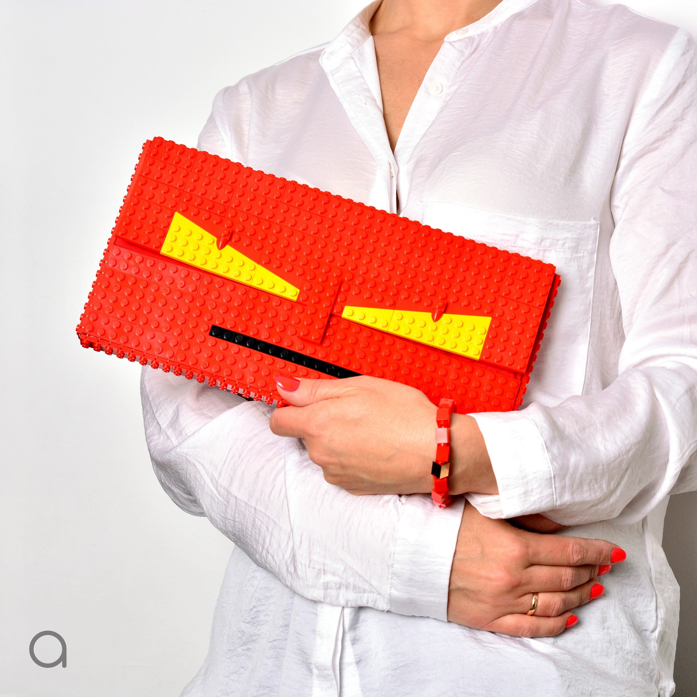 Red monster face oversize clutch