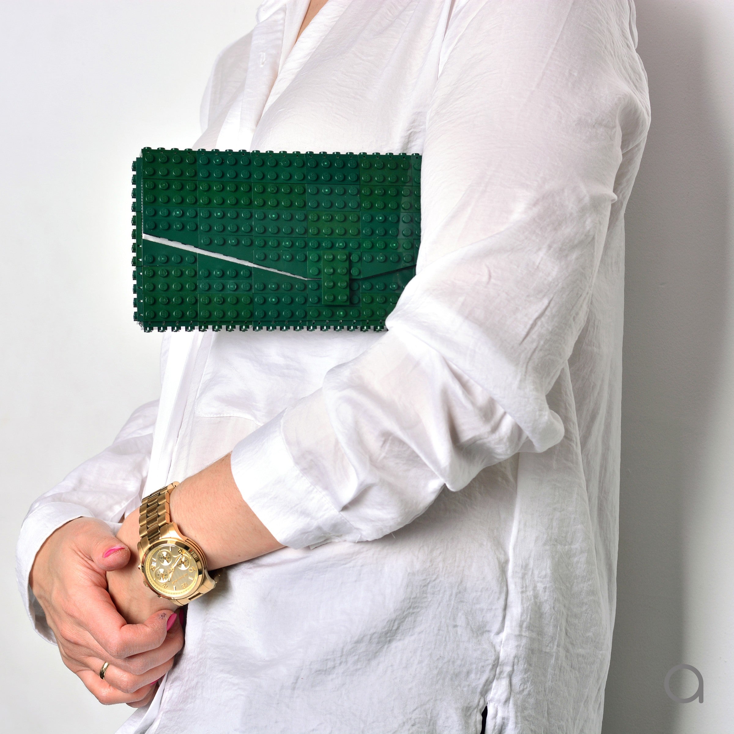 Dark green envelope flap clutch