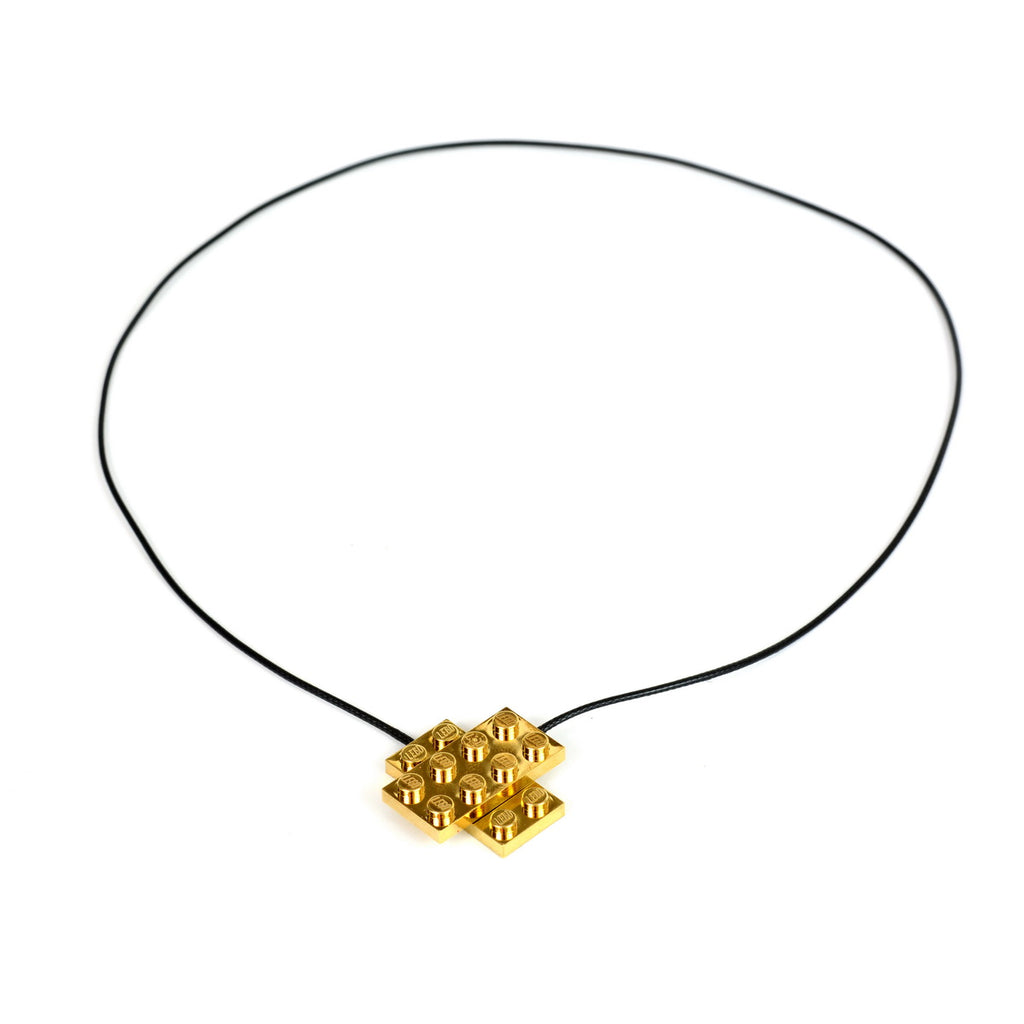Minimal gold cross necklace - goldplated bricks