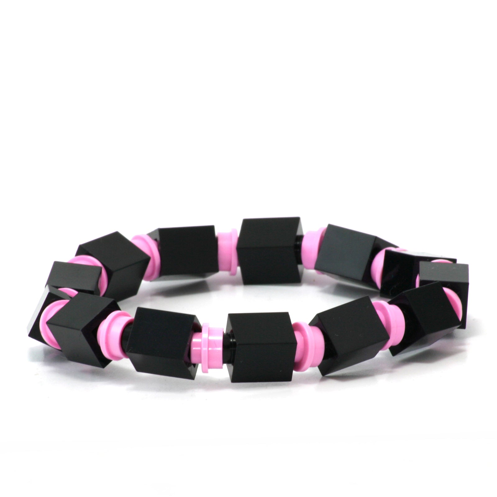 black & pink beaded bracelet