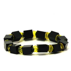 black & transparent yellow beaded bracelet