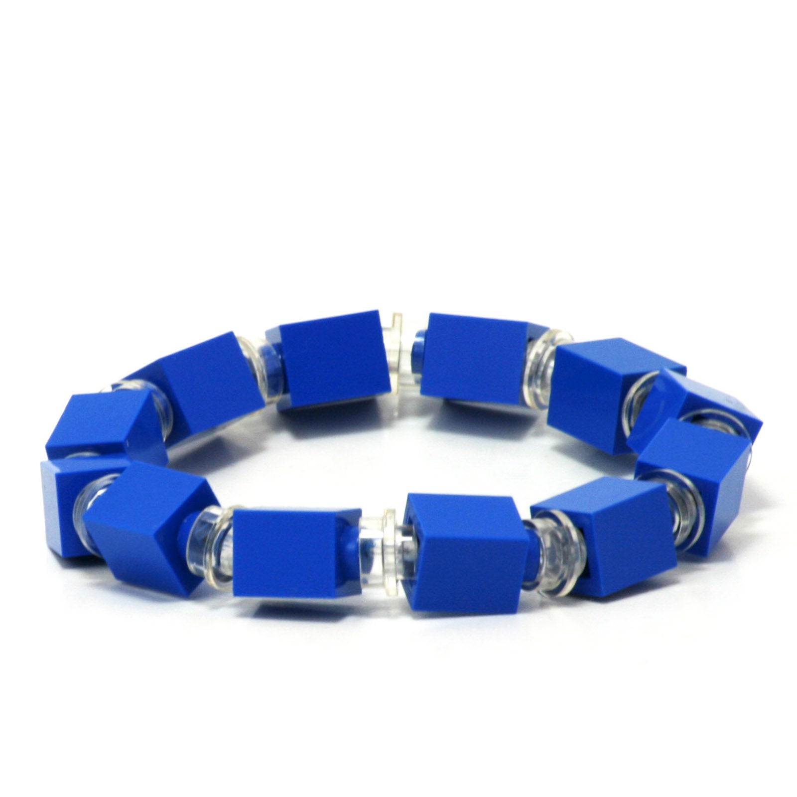 blue & transparent beaded bracelet
