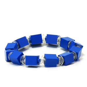 blue & transparent beaded bracelet
