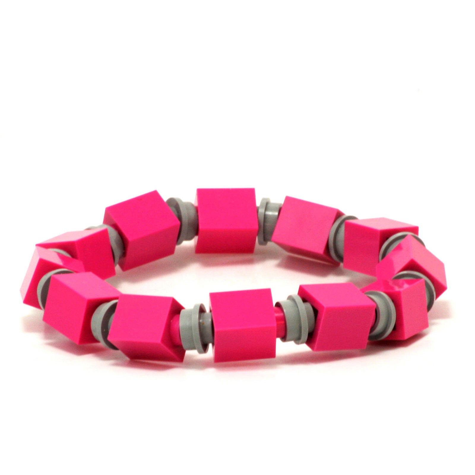dark pink & light grey beaded bracelet