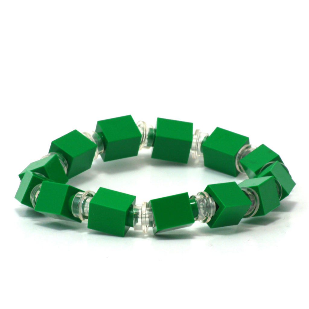 green & transparent beaded bracelet