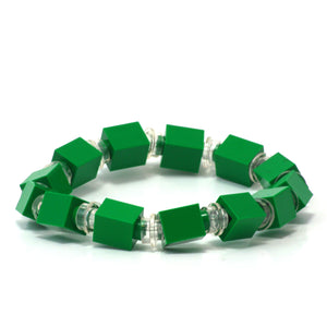 green & transparent beaded bracelet