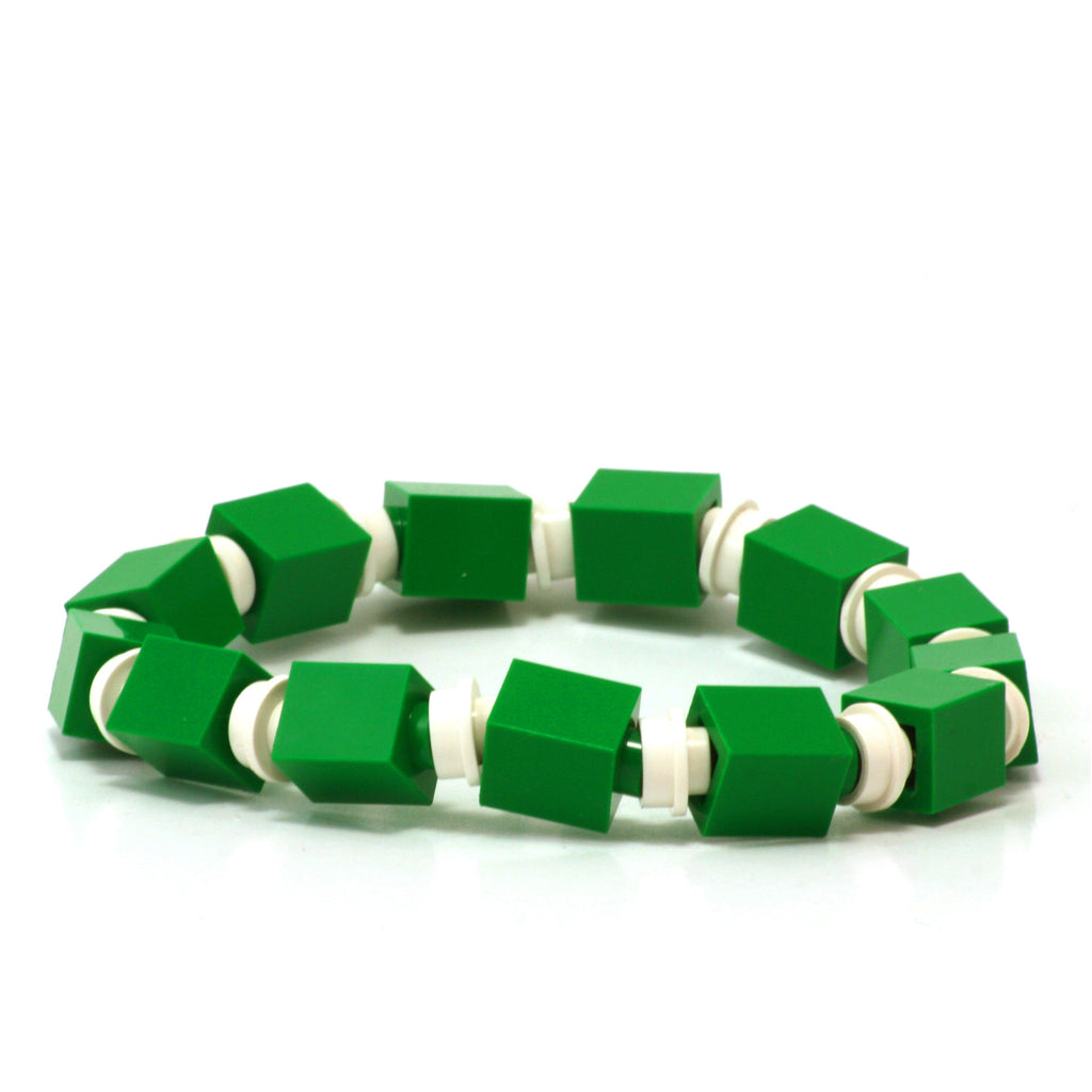 green & white beaded bracelet