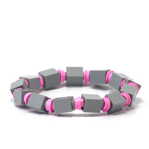 light grey & pink beaded bracelet