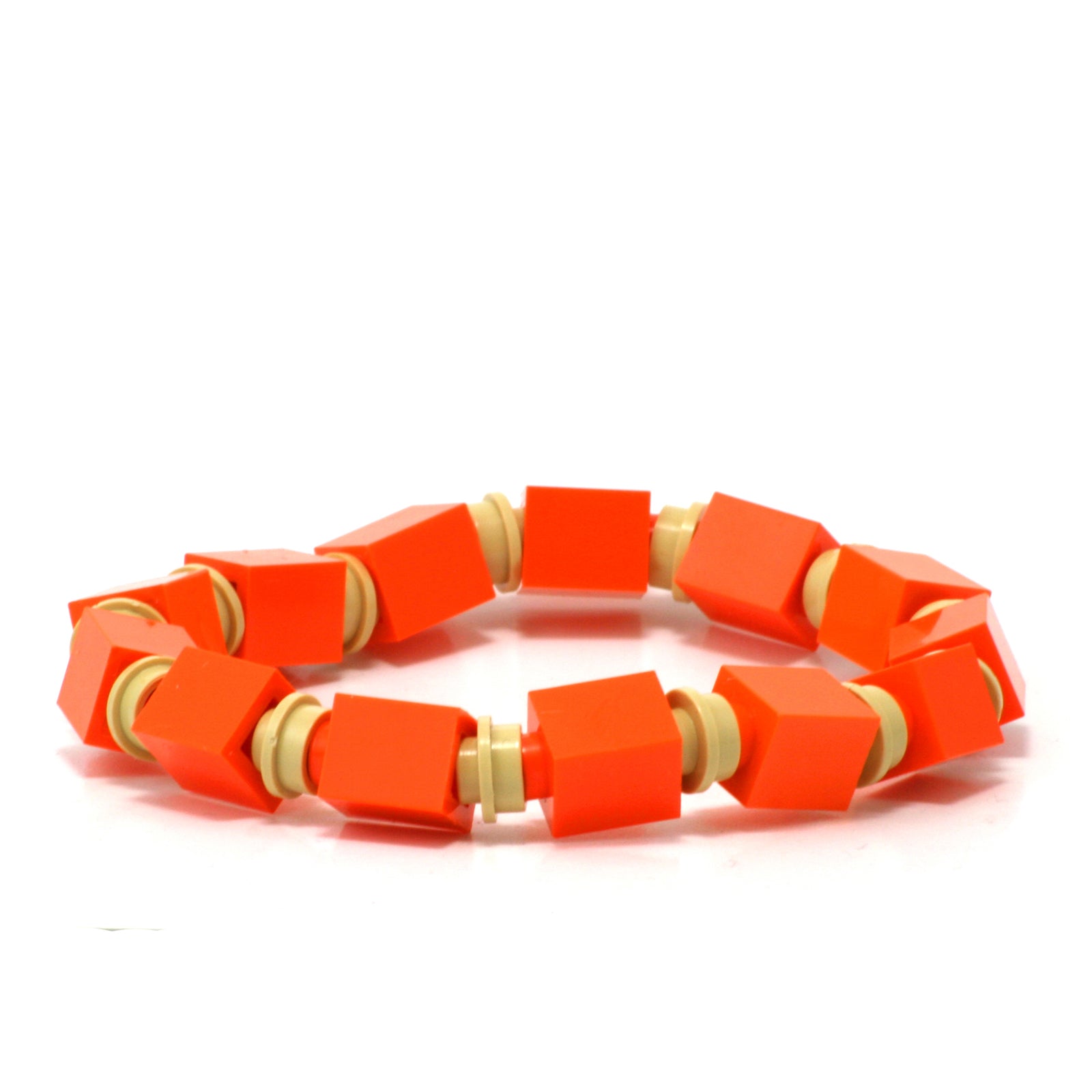 orange & tan beaded bracelet