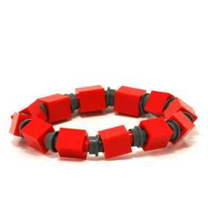 red & dark grey beaded bracelet
