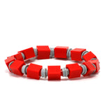 red & light grey beaded bracelet