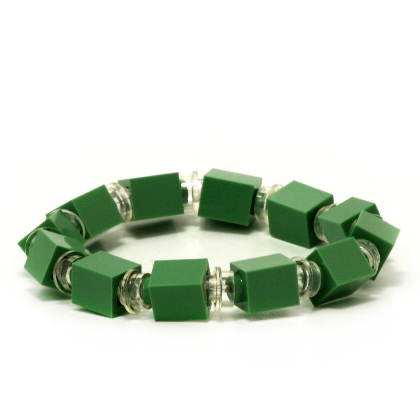 sand green & transparent beaded bracelet