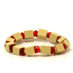 tan & transparent red beaded bracelet