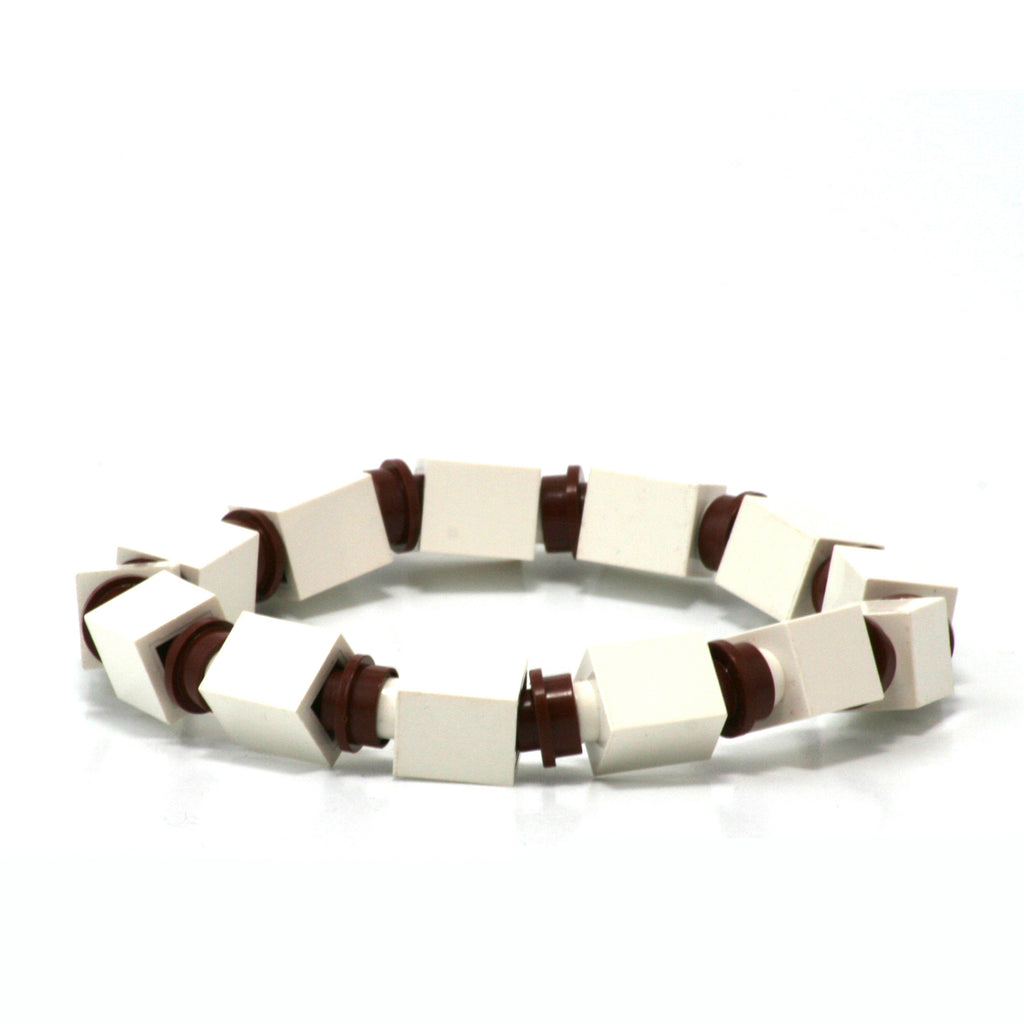 white & brown beaded bracelet