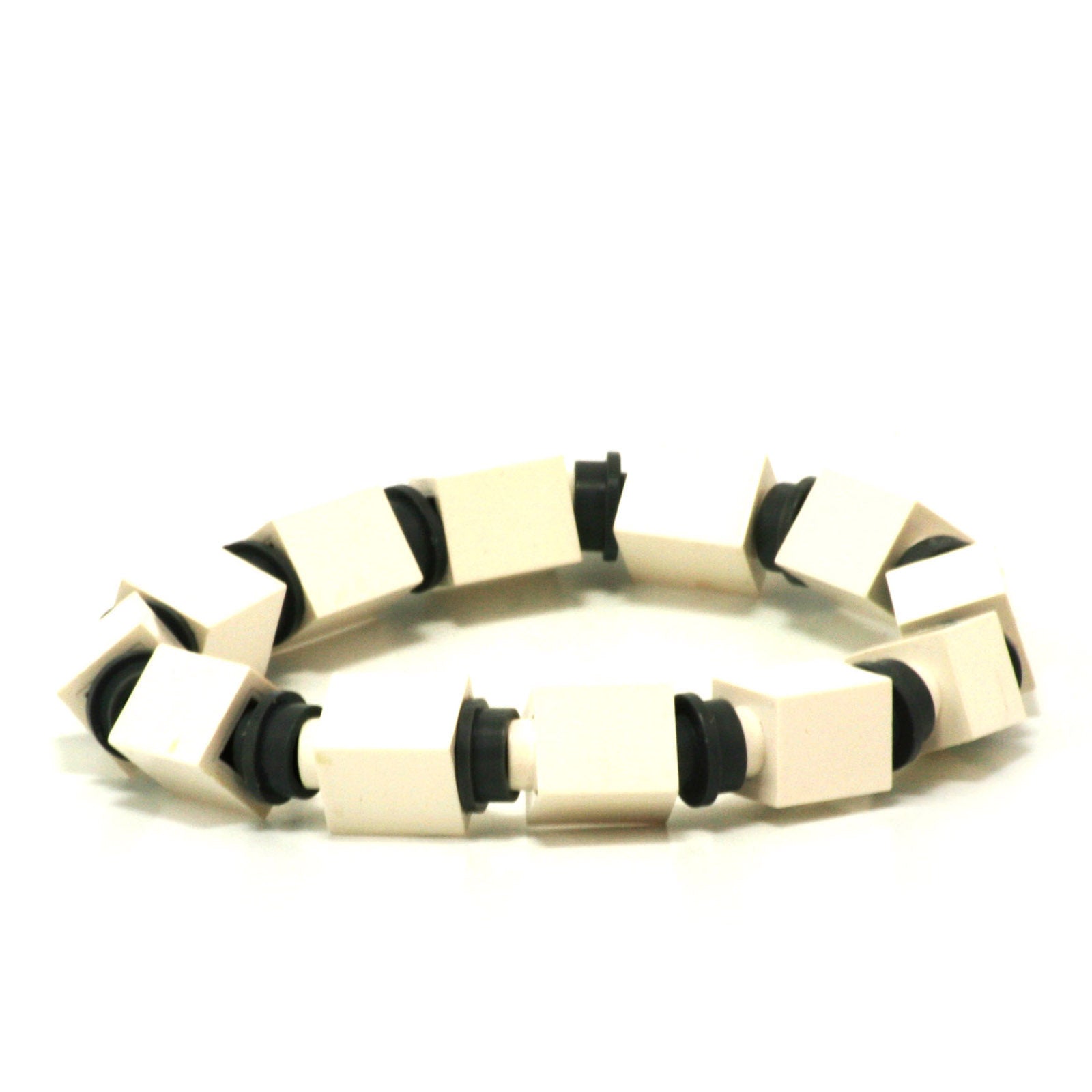white & dark grey beaded bracelet