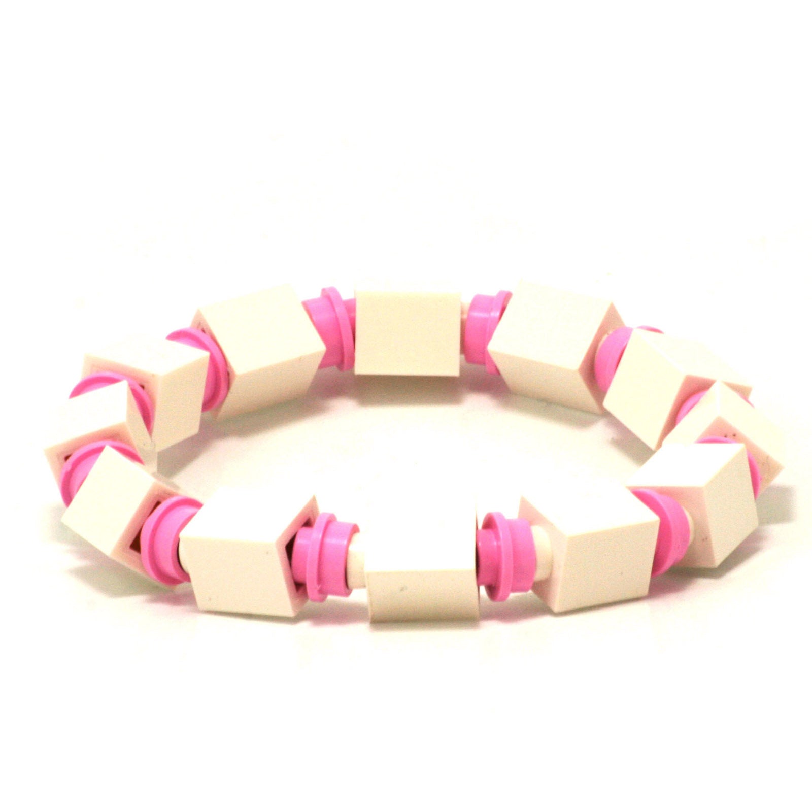 white & light pink beaded bracelet