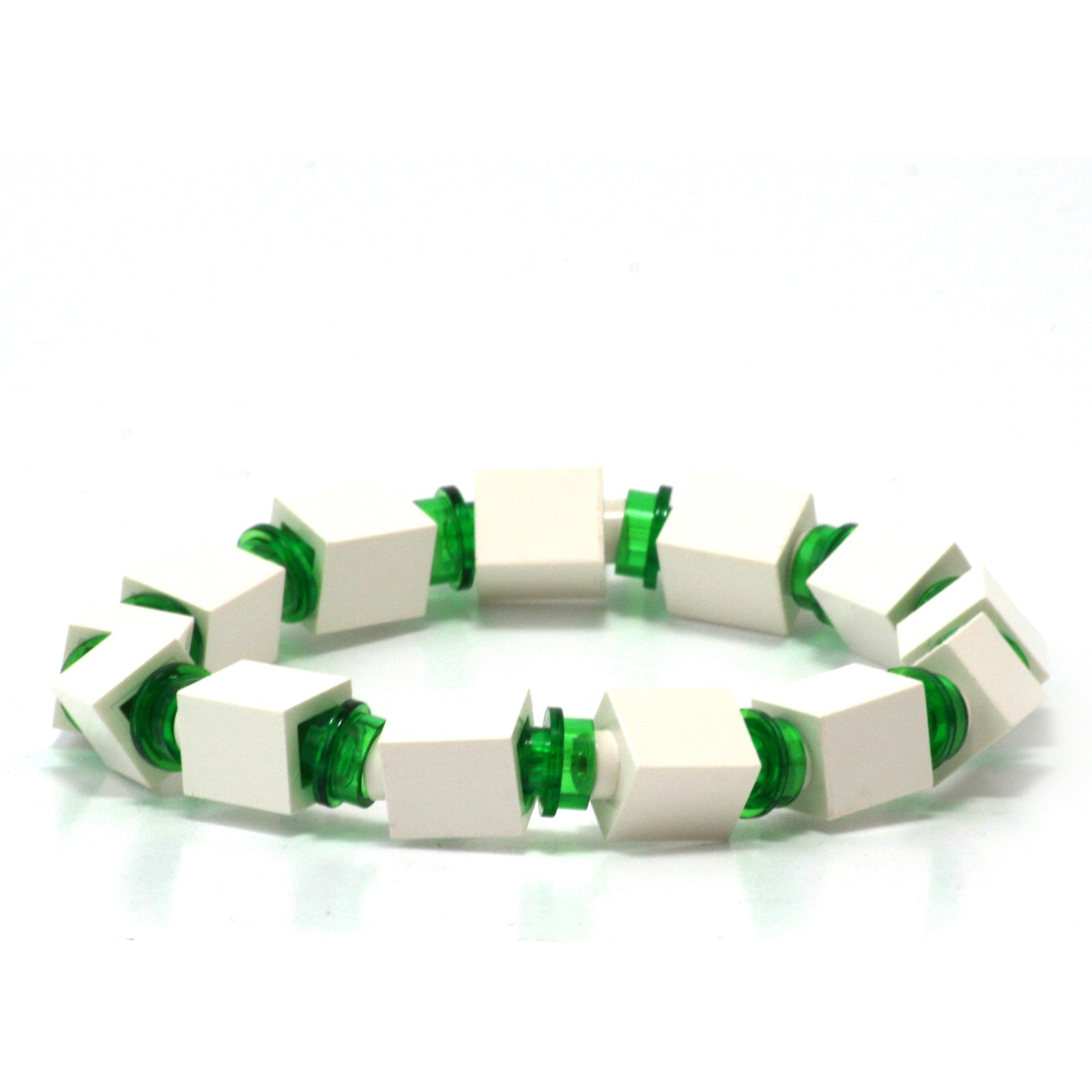 white & transparent green beaded bracelet