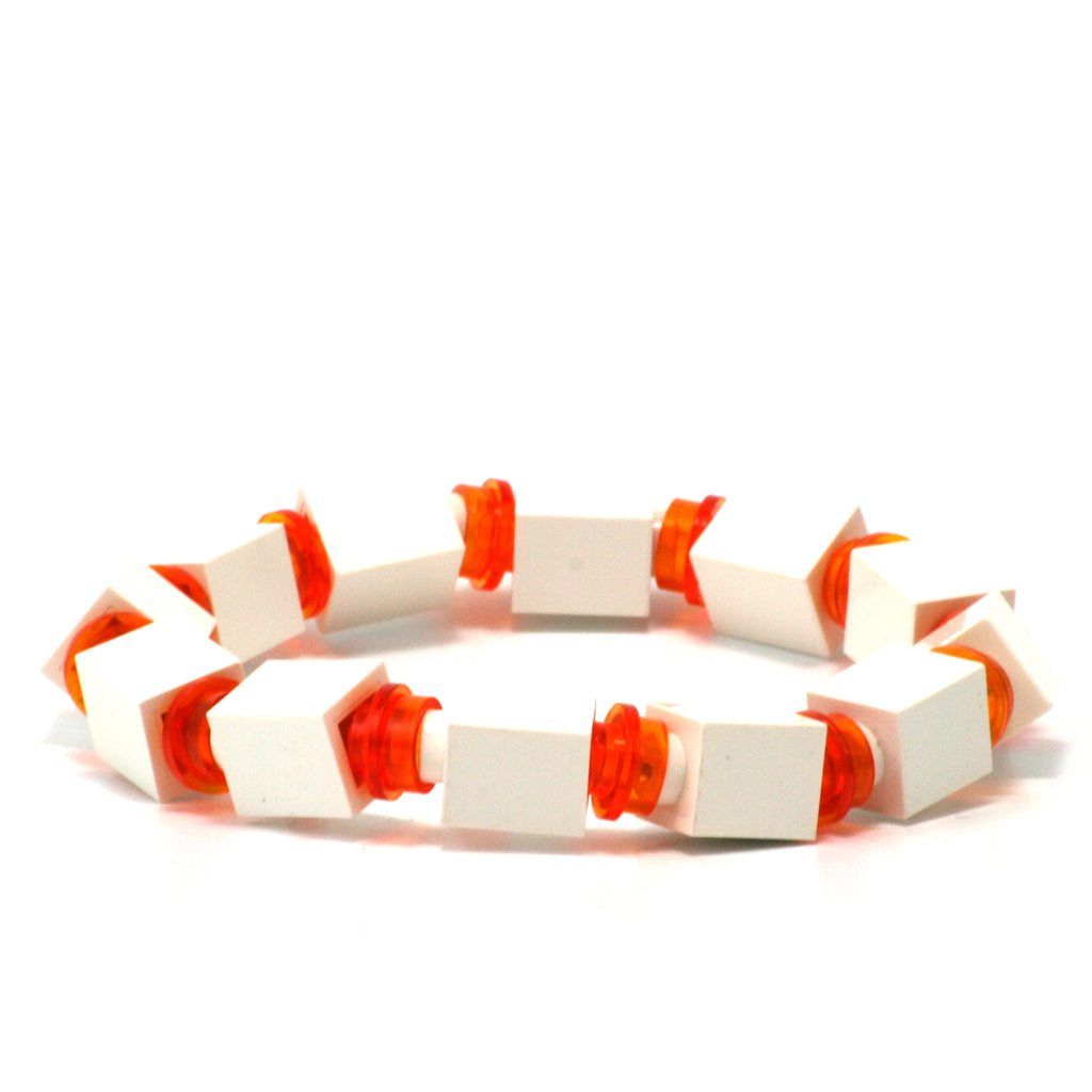 white & transparent orange beaded bracelet