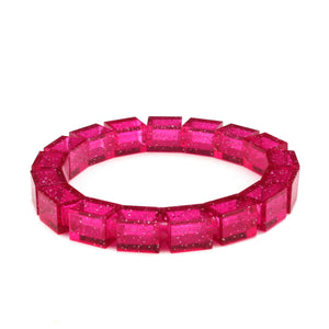 transparent pink glitter slim bracelet