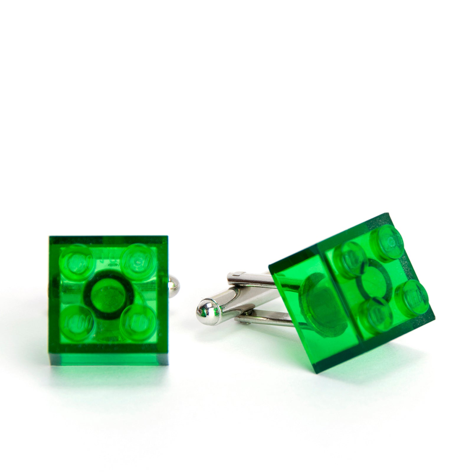 transparent green cube cufflinks