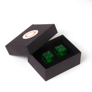 transparent green cube cufflinks