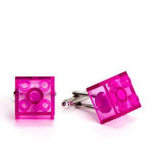 transparent pink cube cufflinks