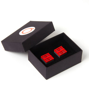 dark grey & red grill cufflinks