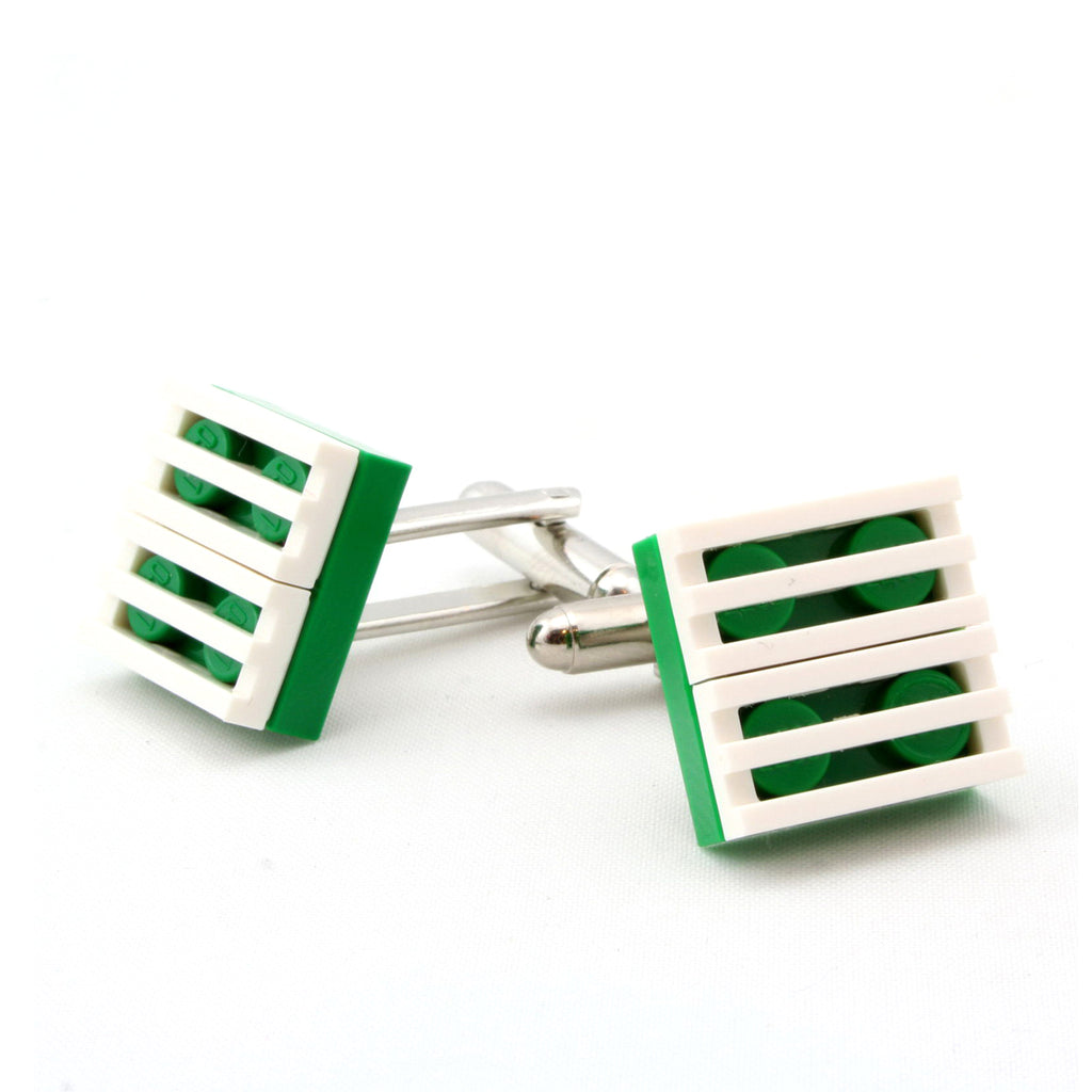 green & white grill cufflinks