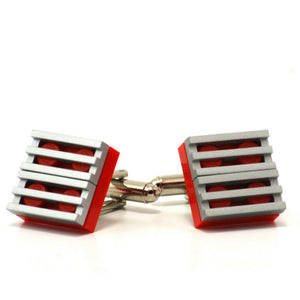 red & silver grill cufflinks