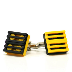 black & yellow mix grill cufflinks