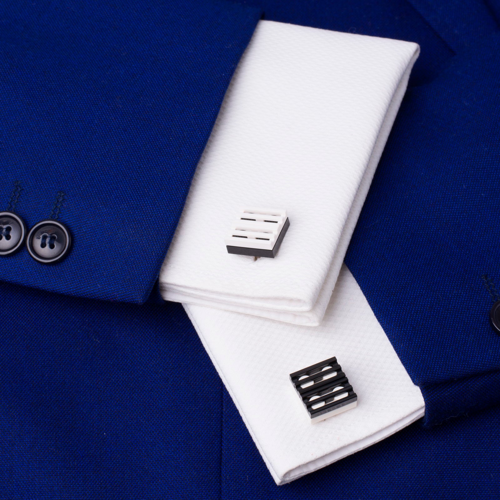 white & black mix grill cufflinks