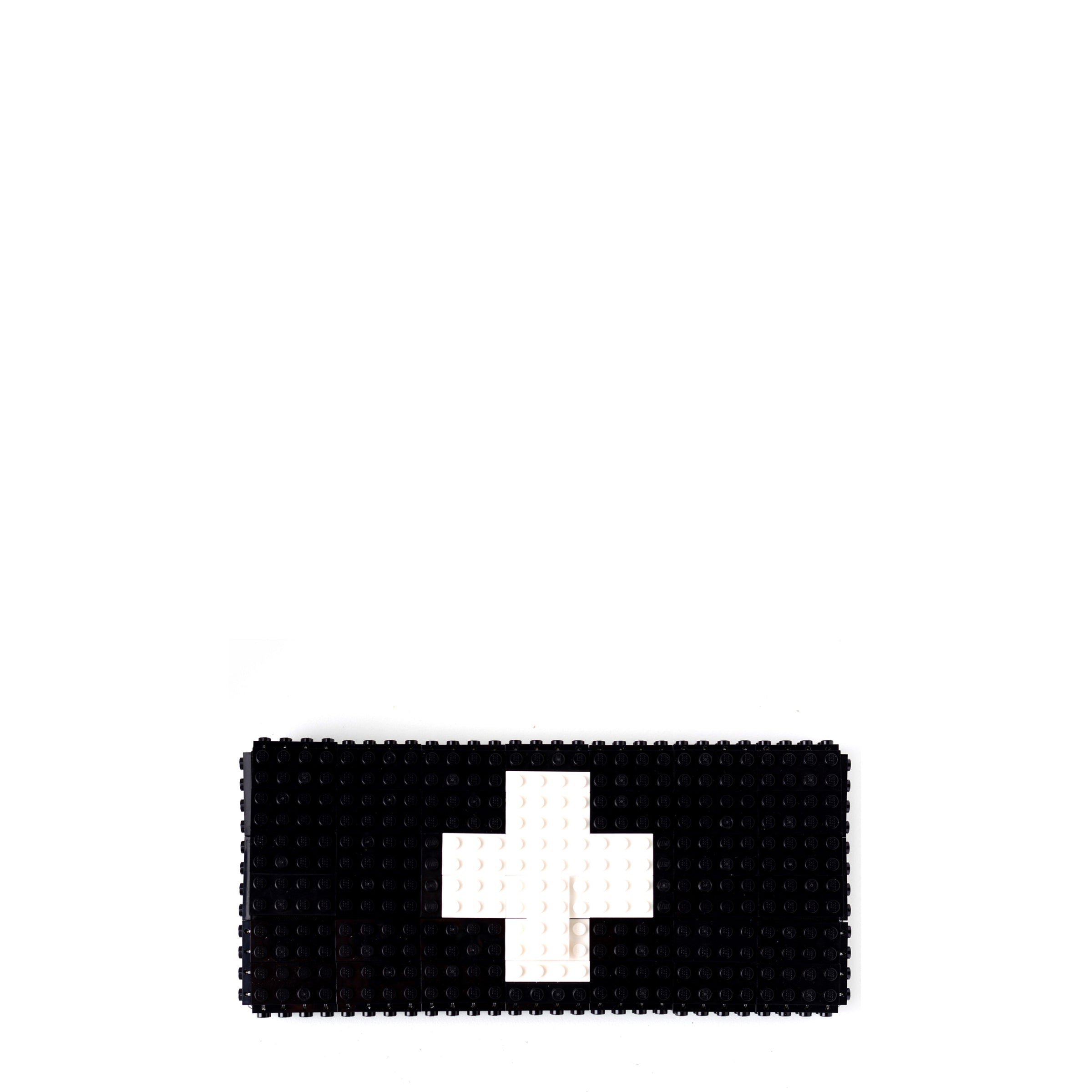Black clutch with white cross