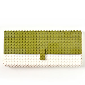 Limited Edition - olive green & white clutch