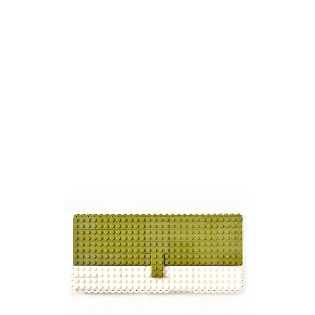 Limited Edition - olive green & white clutch