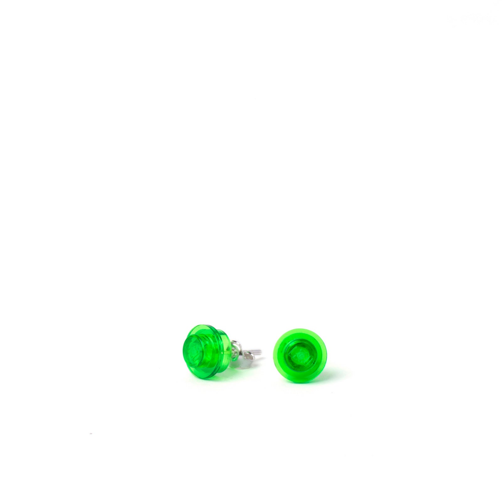 transparent green small round studs