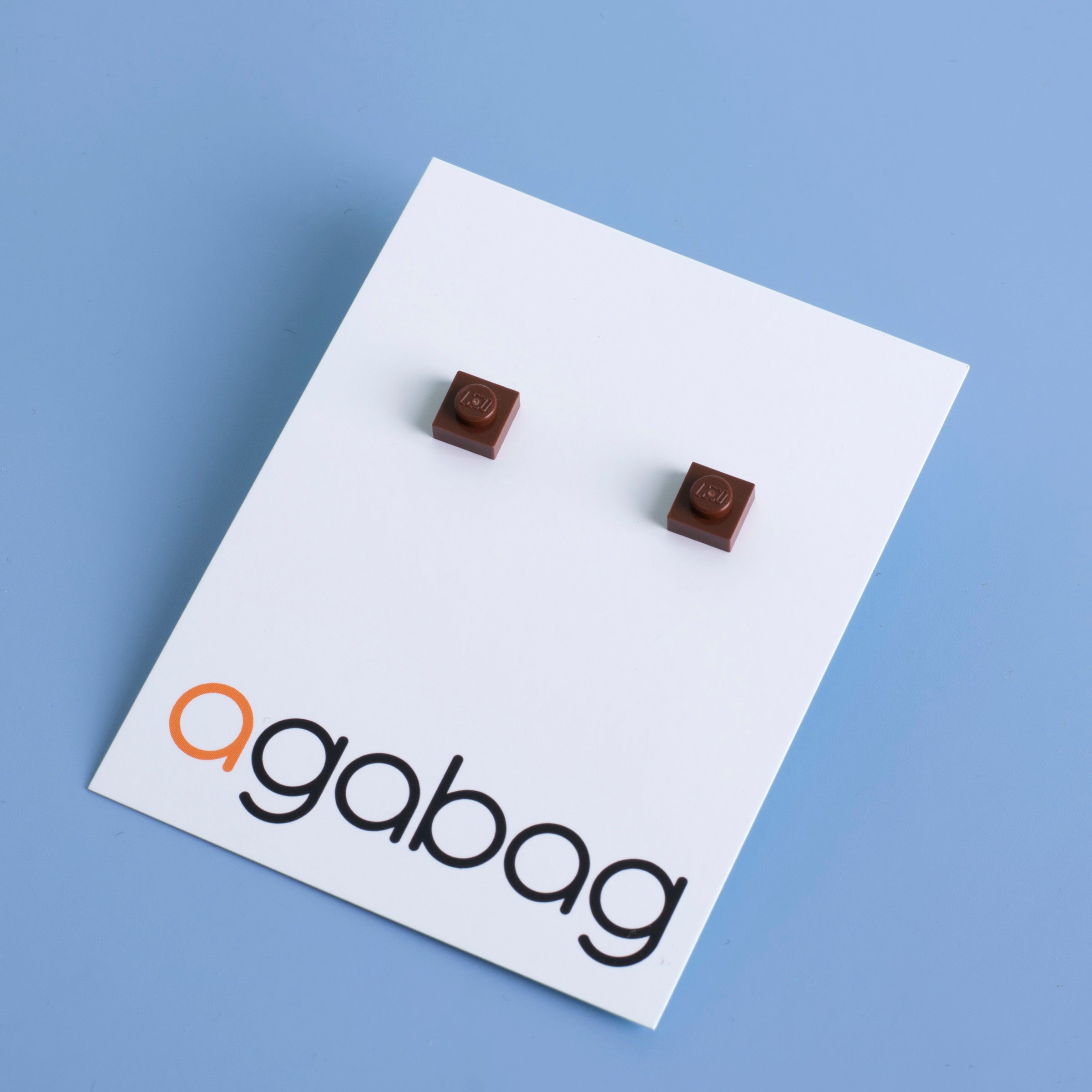 brown small square studs