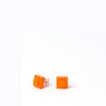 orange small square studs