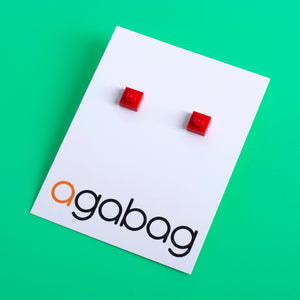 red small square studs