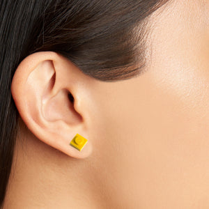yellow small square studs